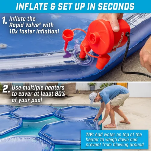 Miniatura 4 de GoFloats V2 - Calentadores solares inflables para piscina para calefacción y aislamiento de piscinas asequibles, paquete de 3