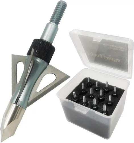 Miniatura 12 de Cabezas de caza con 3 cuchillas para tiro con arco, 100 o 125, grano, 12 unidades, puntas de flecha atornilladas, compatibles con arcos Rojo