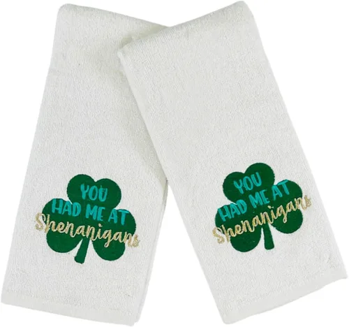 Miniatura 23 de Serafina Home Toallas de mano de baño irlandesas del día de San Patricio: suave y absorbente para invitados de cocina con bordado de trébol verde