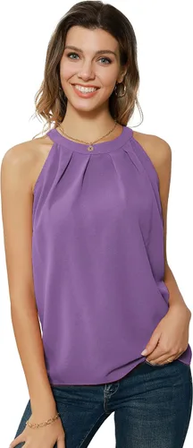 Miniatura 2 de GRACE KARIN Camiseta sin mangas con cuello halter de lentejuelas para mujer, camisola elegante y brillante, para fiesta, club, cóctel, chaleco