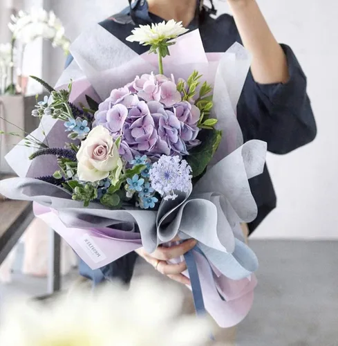 Miniatura 9 de Papel de regalo de algodón coreano, papel de regalo floral no tejido, 10 hojas, suministros para floristería, papel de regalo de ramo de flores