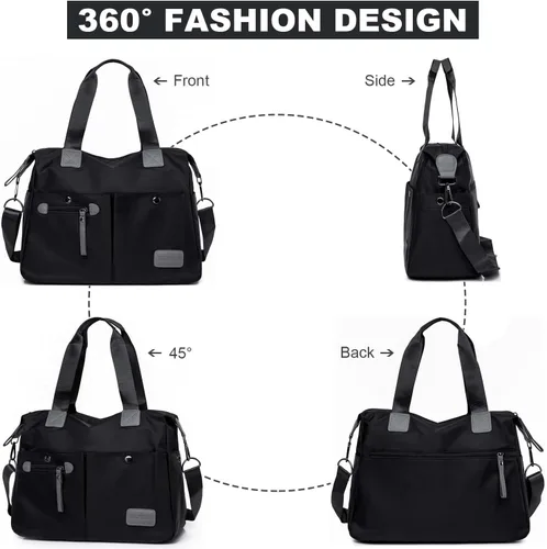 Miniatura 3 de Bolso de mano ligero, floral, con asa superior con múltiples bolsillos de nailon para el trabajo, resistente al agua, bolsa para viajes, de hombro