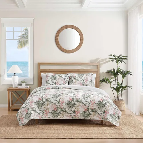 Miniatura 10 de Tommy Bahama - Juego de edredón tamaño Queen, ropa de cama reversible de algodón costero con fundas a juego, juego de ropa de cama botánica colorido