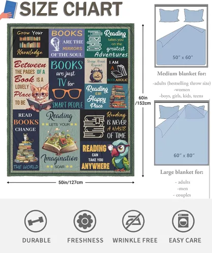 Miniatura 5 de Regalos para Amantes de los Libros para Mujeres, Regalos de Bibliotecaria para Mujeres, Ideas de Regalos para Club de Lectura, Manta de Lectura