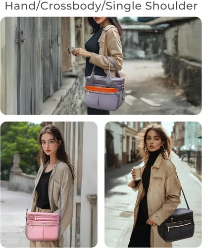 Miniatura 7 de Lonchera para Mujeres de Doble Nivel Aislada Bolsa de Almuerzo para Mujeres Expandible a Prueba de Fugas Reutilizable Bolsa Refrigeradora de Champán