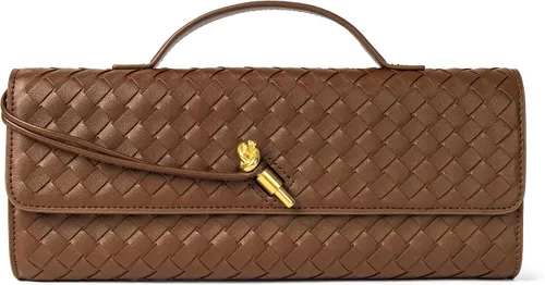 Miniatura 20 de Joryin Bolso tejido para mujer, bolso de mano de cuero tejido, bolso cruzado, bolso formal de noche, cuero vegano