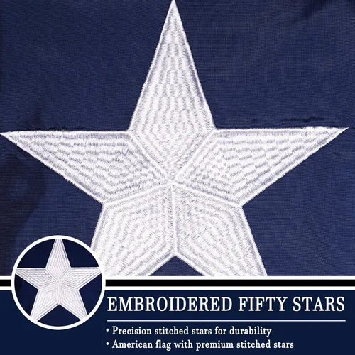 Miniatura 3 de AZCOVER - Bandera estadounidense de 10 x 15 pies para exteriores, estrellas bordadas y rayas cosidas, bandera estadounidense de nailon 210D