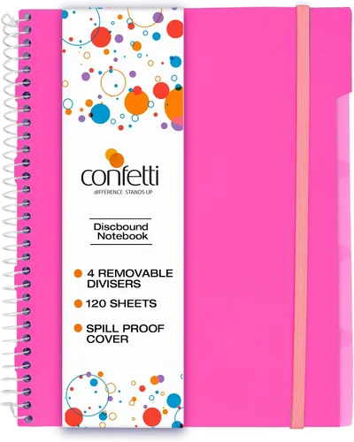 Miniatura 17 de Confetti Cuaderno de espiral – 4 separadores extraíbles, cubierta a prueba de derrames, banda elástica de cierre, bolsillo de almacenamiento – Bloc
