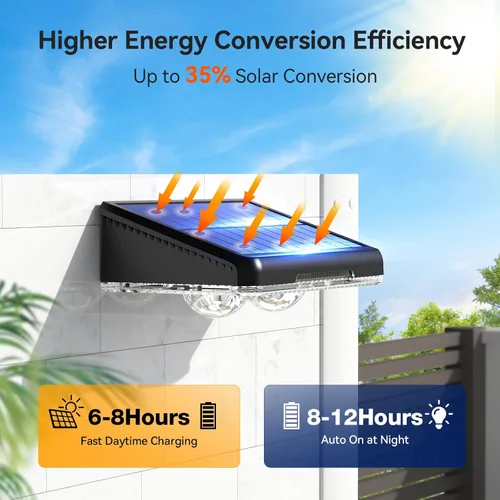 Miniatura 3 de TECKNET - Luces solares de valla para exteriores, paquete de 12 unidades, blanco cálido y 6 colores y RGB, luz de cubierta LED impermeable IP66