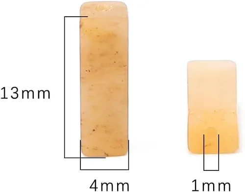Miniatura 2 de BEADIA Cuentas de tubo de jade amarillo natural rectangulares 4x13mm, cuentas de piedra de 40cm/hebra para hacer joyas Rectángulo de jade amarillo