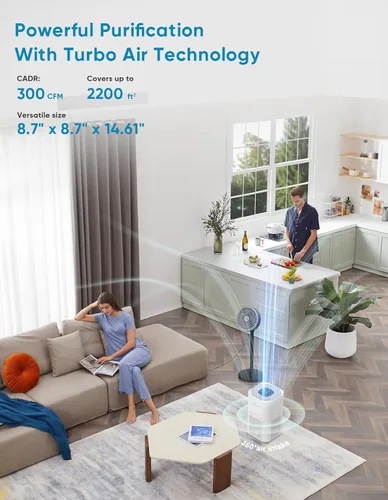 Miniatura 2 de Dayette Purificadores de aire HEPA para el hogar habitación grande hasta 2200 pies cuadrados, purificadores de aire para dormitorio con sensor