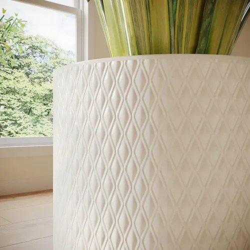 Miniatura 4 de EverNest Claire Modern Maceta de interior con soporte de madera, patrón blanco, 8 pulgadas, SelectBase, estilo moderno neutro de mediados de siglo
