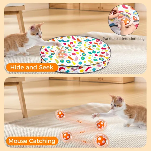 Miniatura 3 de VIWIK Juguetes interactivos para gatos de interior, juego de caza de ratones para esconderse, juguete de pelota para gatos, juguetes de gatitos