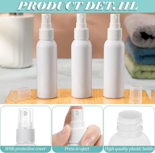 Miniatura 3 de Tanlade 100 botellas pequeñas de spray de 2 onzas rellenables, mini Spritzer, botella de plástico vacía transparente, recargable, reutilizable