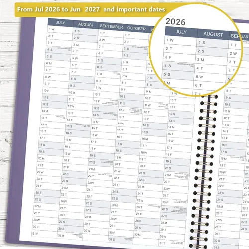 Miniatura 3 de Agenda y planificador 2026 - Agenda semanal de citas 2026, enero - diciembre 2026, 21 x 29 cm, planificador diario/por hora con pestañas, 15 Azul