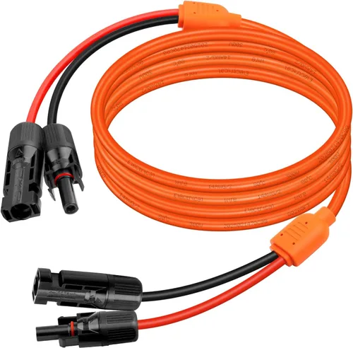 XRDS -RF Cable de extensión solar de 5 pies, cobre estañado de 14AWG con conectores de panel solar, cables de derivación rojo y negro de 10AWG,