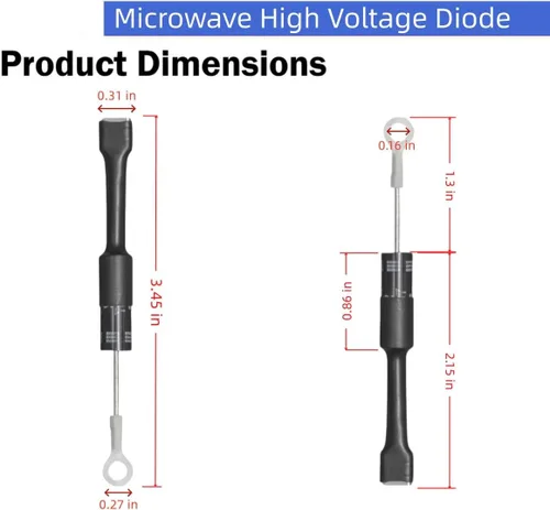 Miniatura 3 de (2 unidades) W11256462 Rectificador de diodo de microondas para diodo Whirlpool Frigidaire -Reemplaza EXPHV13, WB27X1160, 5304509479, 5304472472