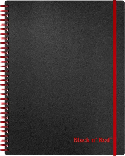 Black n' Red Cuaderno, diario de negocios, 11 x 8 pulgadas, 70 hojas, a rayas, papel óptico, aplicación Scribzee, cubierta de polietileno flexible,