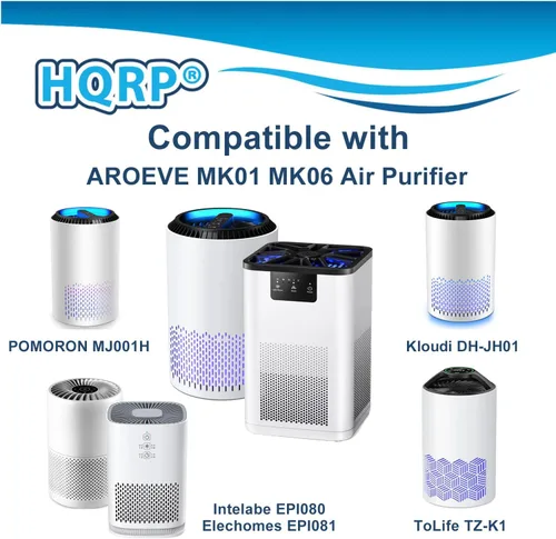 Miniatura 4 de HQRP MK06 MK01 Filtro de repuesto True HEPA compatible con purificador de aire AROEVE, Kloudic DH-JH01, ToLife TZ-K1, POMORON MJ001H, Intelabe