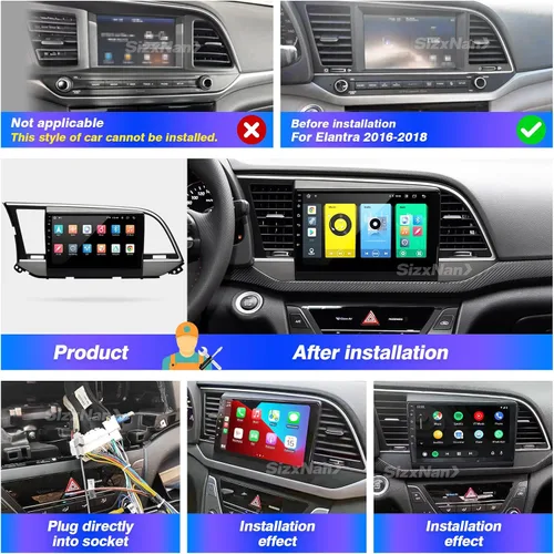 Miniatura 6 de para Elantra 2016 2017 2018 Android pantalla táctil compatible con Carplay inalámbrico Android Auto, radio de coche estéreo Bluetooth navegación