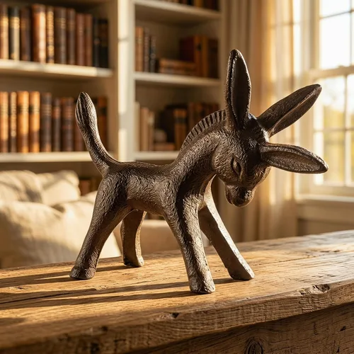 Miniatura 5 de EXCEART Figura de burro de hierro forjado para el hogar con elegante escultura de animal para dormitorio, oficina, estudio, decoración de sala