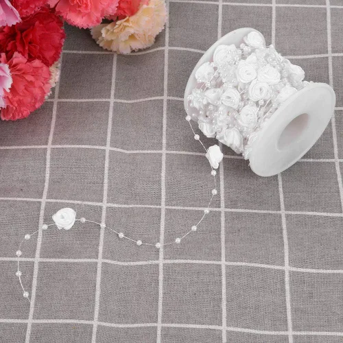 Miniatura 8 de Rollo de cuentas de perlas, 32.8 ft/rollo de perlas artificiales, cuerda conectada para decoración de fiesta de boda, guirnalda de árboles