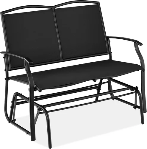 Best Choice Products Columpio Deslizante de Patio Exterior para 2 Personas, Banco Loveseat Mecedor de Acero para Terraza, Porche con Tela Textilene,