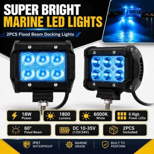 Miniatura 2 de Shangyuan Pontón - Luz de acoplamiento para barcos - Esparcidor LED marino y luces de navegación, azul, 2 piezas
