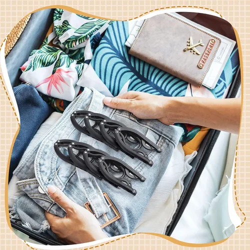 Miniatura 5 de Sieral 40 perchas plegables de viaje de plástico, portátiles, plegables para ropa, cruceros, artículos esenciales para viajes, cruceros, maletas