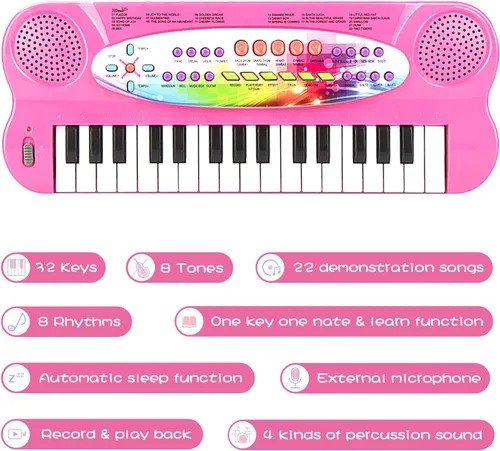 Miniatura 3 de Raimy Mini Teclado Piano para Niños, 32 Teclas Piano Portátil Aprendizaje Temprano Educativo Teclado de Música Electrónico Instrumento Juguetes