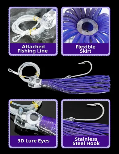 Miniatura 2 de BLUEWING Señuelo de Curricán para Pesca Mayor de 6 pulgadas/9 pulgadas/11 pulgadas/12 pulgadas/14 pulgadas/15 pulgadas/20 pulgadas, Aparejos de Agua