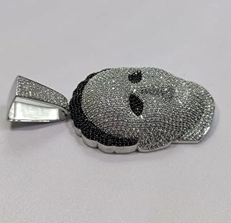 Miniatura 7 de DTJEWELS - Juego de puntas de corte redondo de 3.50 quilates, diamante blanco y negro, para hombre, máscara de Halloween, colgante de plata de ley