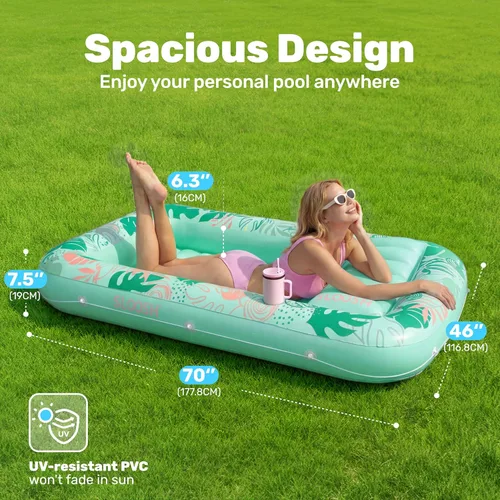 Miniatura 2 de SLOOSH Flotador inflable para tumbona de piscina, 70 x 46 pulgadas, flotadores de piscina para adultos con almohada, flotador 4 en 1 para balsa