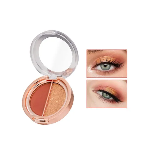 sombra de ojos de doble color, paleta de maquillaje de ojos de alto pigmento, polvo de sombra de ojos metálico brillante mate, maquillaje de ojos de