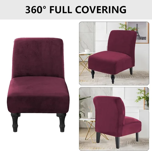 Miniatura 5 de Fundas decorativas de terciopelo para sillas sin brazos, de alta elasticidad, protector de muebles extraíble para sala de estar, comedor, hotel