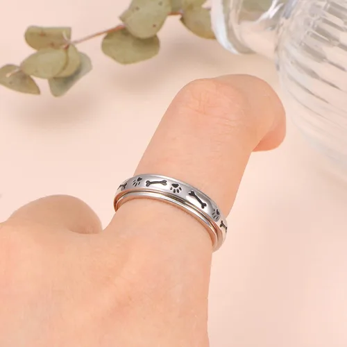 Miniatura 4 de Anillos giratorios para la ansiedad, plata esterlina S925 Fidget Ansiedad Preocupación Alivio del aburrimiento TDAH Autismo Anillos para 1 anillo