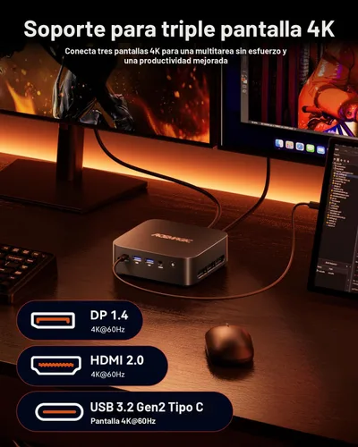 Miniatura 6 de ACEMAGICIAN Kron Mini K1 Mini PC, Ryzen 7 7730U, 32GB DDR4 512GB SSD Mini Computadoras (8C/16T, hasta 4.5Ghz), Pantalla Triple 4K Escritorio