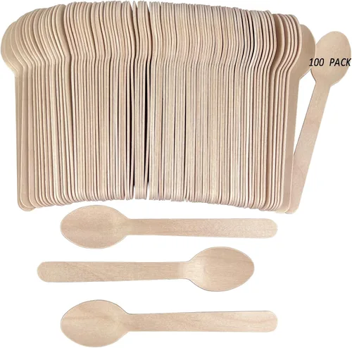 Miniatura 8 de 1000 cucharas de madera desechables, cucharas de bambú natural de 6.3 pulgadas, compostables y biodegradables, ideales para comer, manualidades