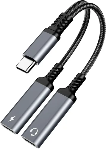 Marsno Divisor USB C, adaptador de cargador y auriculares USB C dual 2 en 1, cable de audio tipo C con PD de 60 W, soporte de carga rápida, música