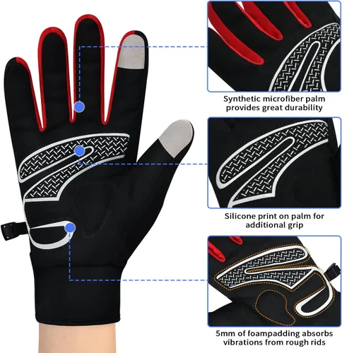 Miniatura 5 de Souke Sports Winter Cycling Bike Gloves Padded Fleece-Liner Full Finger Bicycle Shock-Absorbing Anti-Slip Warm MTB Road Biking Gloves for MenWomen