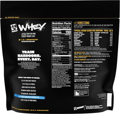 Miniatura 8 de Mutant Whey - Batido en polvo 100% de proteína de suero de leche, sabor gourmet, 0.78 oz de proteína, absorción rápida, fácil de digerir, 5 libras