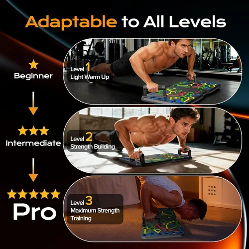 Miniatura 7 de AERLANG Tabla de flexiones extra grande de 26.2 x 13.8 pulgadas, juego de entrenamiento portátil 30 en 1 para flexiones, soportes de flexión Multi