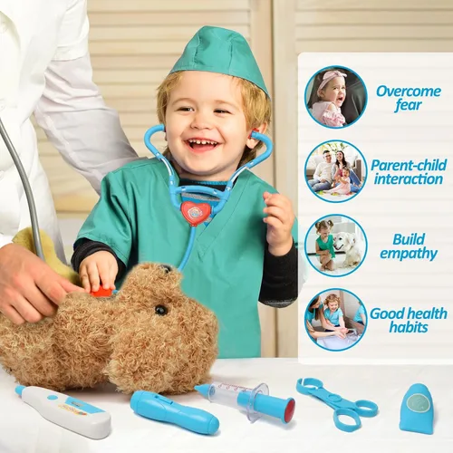 Miniatura 4 de Liberry Kit de médico para niños pequeños de 3, 4, 5, 6 años, 28 piezas con juguete para perro, estetoscopio y disfraz de disfraz, regalo médico