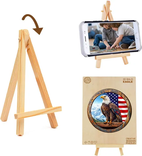 Miniatura 6 de KAAYEE Rompecabezas de madera para adultos, rompecabezas de águila calva de madera con efecto de visión 3D, rompecabezas de madera de forma única