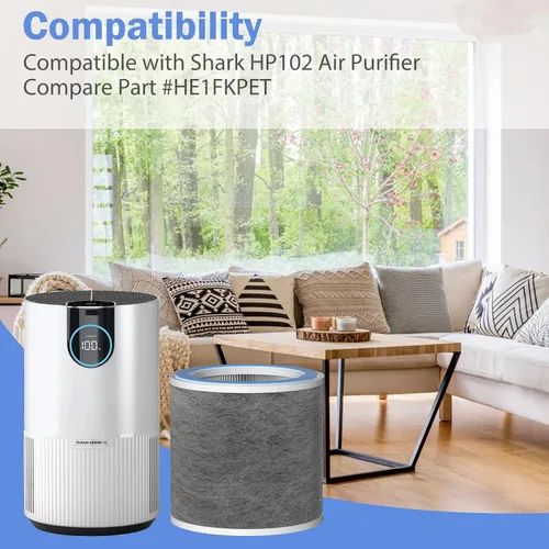 Miniatura 5 de HP102 - Filtro de repuesto HEPA verdadero compatible con Shark HP102 y HP102PET y HC452 y HP132 y HC450 y HC451 y HC455, True HEPA para el 99.97%