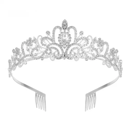Miniatura 17 de JWICOS Corona de tiara de cristal para mujeres y niñas, elegante corona de princesa con peines, tiaras para mujeres, nupciales, bodas, bailes