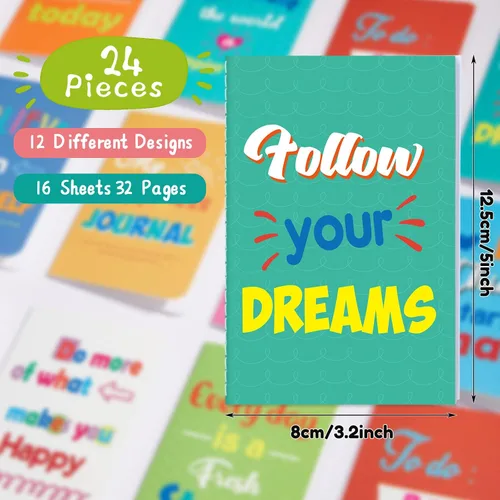 Miniatura 2 de Zonon 24 mini cuadernos a granel para regalo de fin de año para estudiantes de parte del profesor, 3.2 x 5 pulgadas, pequeño bloc de notas rayado