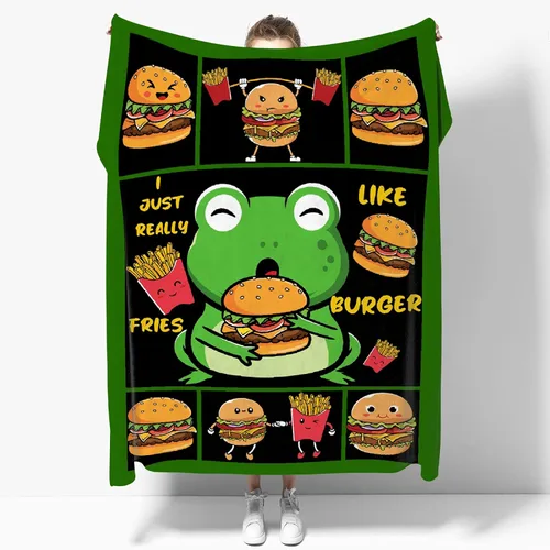 Miniatura 11 de Manta personalizada con nombre "I Just Really Like Noodle Frog", regalo divertido para niñas/niños, para sofá, cama, dormitorio, sala de estar