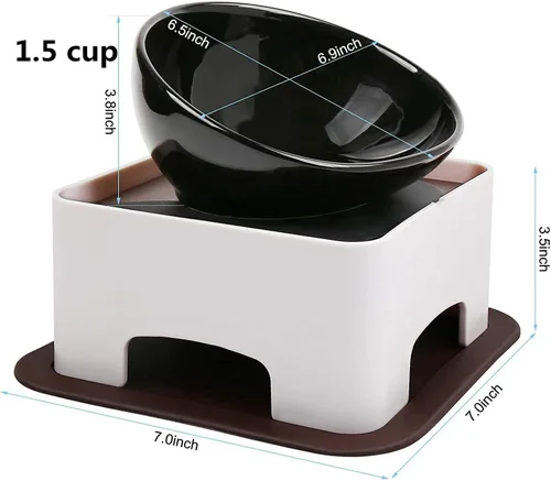 Miniatura 6 de Bulldog Bowl - Tazón de cerámica para perros – Plato para gatos, cuenco de boca ancha para perros, comedero inclinado estéril para mascotas