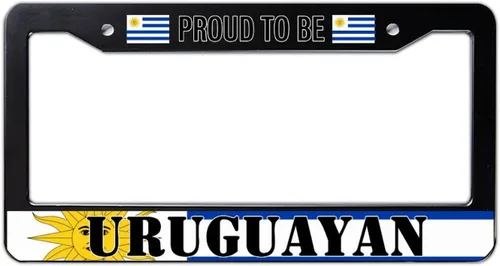 Marco de matrícula frontal con bandera uruguaya, orgulloso de ser uruguayo, decorativo, novedoso, marco de matrícula de aluminio, regalo de recuerdo